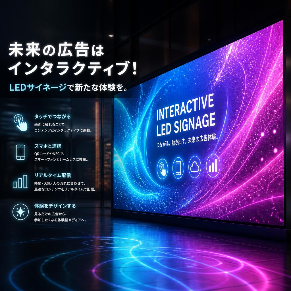 未来の広告はインタラクティブ！LEDサイネージで新たな体験を。