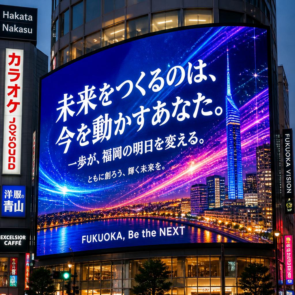 福岡の街角を彩る最新のLEDビジョンで、あなたのメッセージを力強く届けよう！
