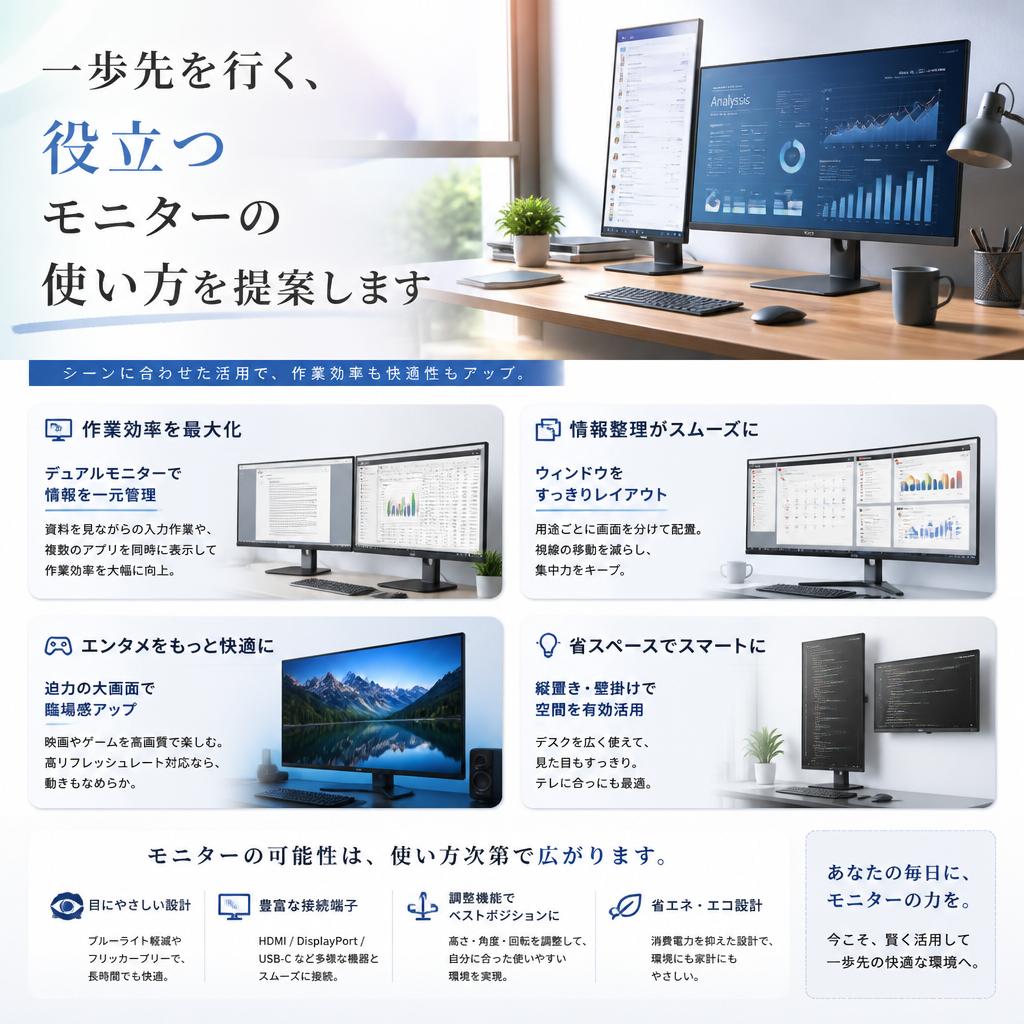 一歩先を行く、役立つモニターの使い方を提案します