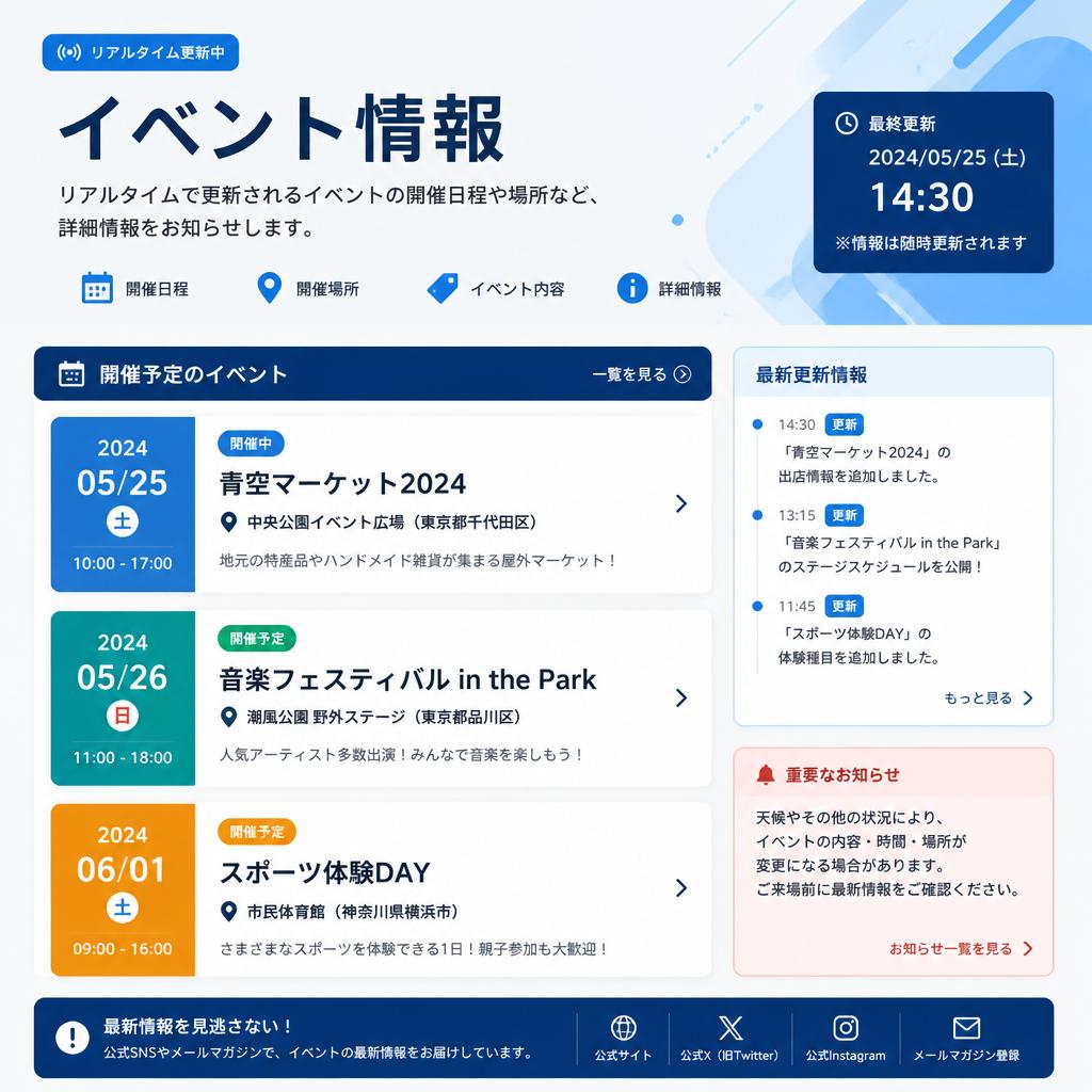 イベントの開催スケジュール