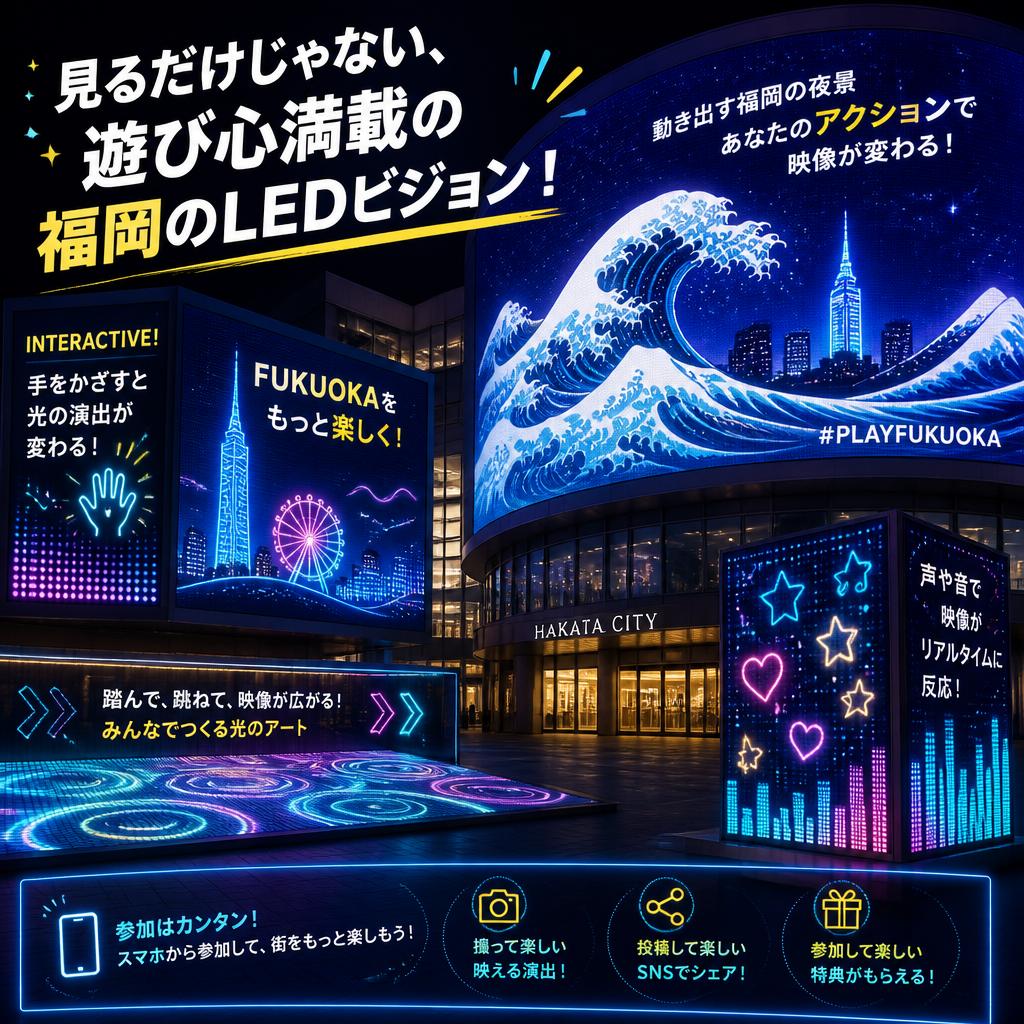 見るだけじゃない、遊び心満載の福岡のLEDビジョン！