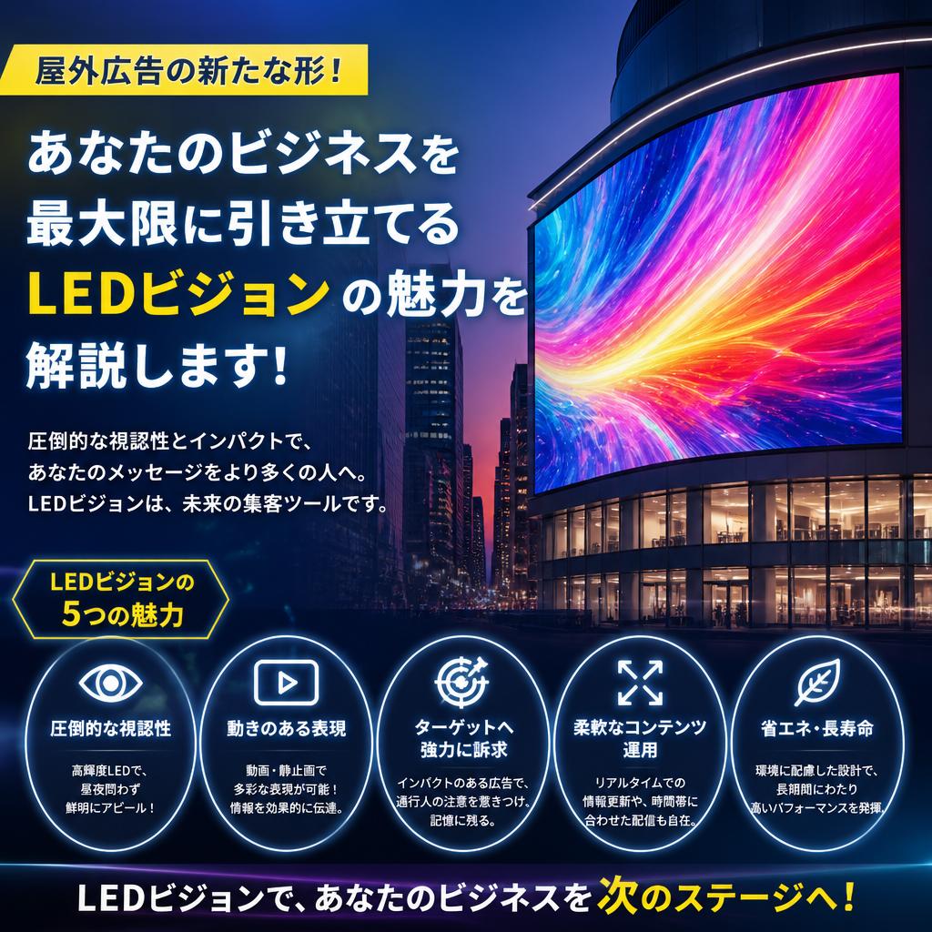 屋外広告の新たな形！あなたのビジネスを最大限に引き立てるLEDビジョンの魅力を解説します！