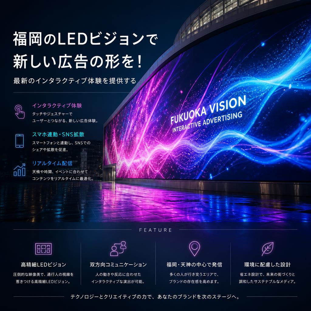 最新のインタラクティブ体験を提供する福岡のLEDビジョンで新しい広告の形を！