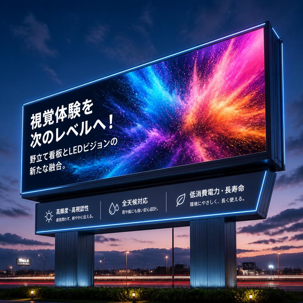 視覚体験を次のレベルへ！野立て看板とLEDビジョンの新たな融合。