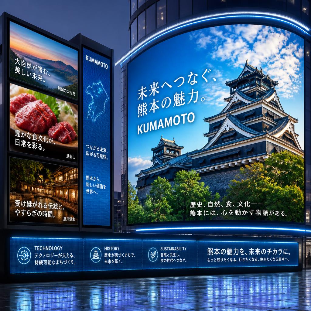 未来の広告フォーマット、LEDサイネージで熊本の魅力を伝える！