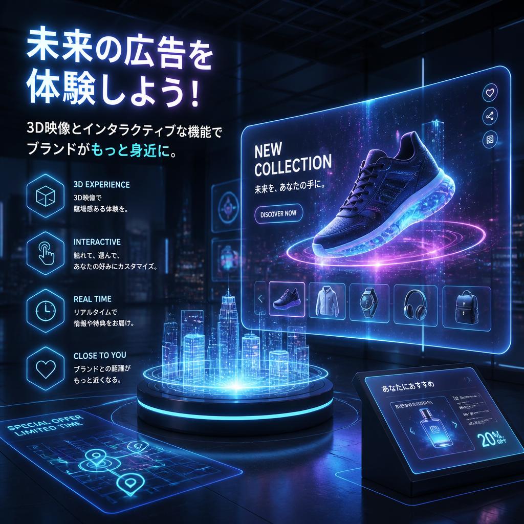 未来の広告を体験しよう！3D映像とインタラクティブな機能でブランドがもっと身近に。